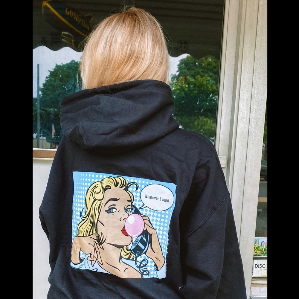 Boys Lie Black Hoodie with Pop Art Blonde Graphic
